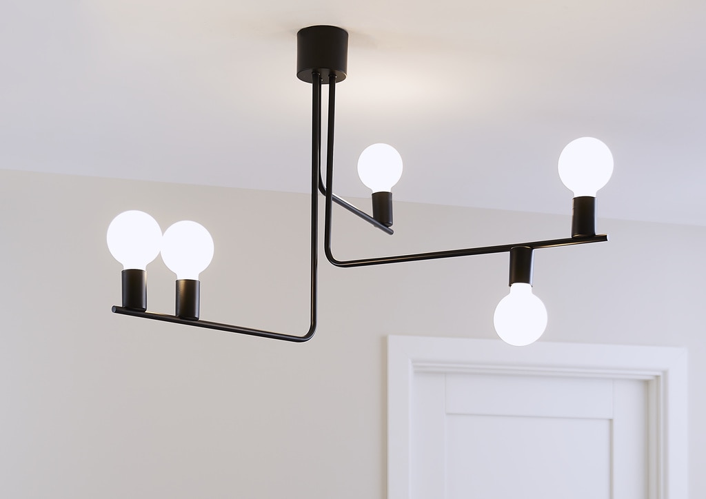 Lustra tip pendul, Negru, 60 W, 5 x E27 • GoodHome Darrah
