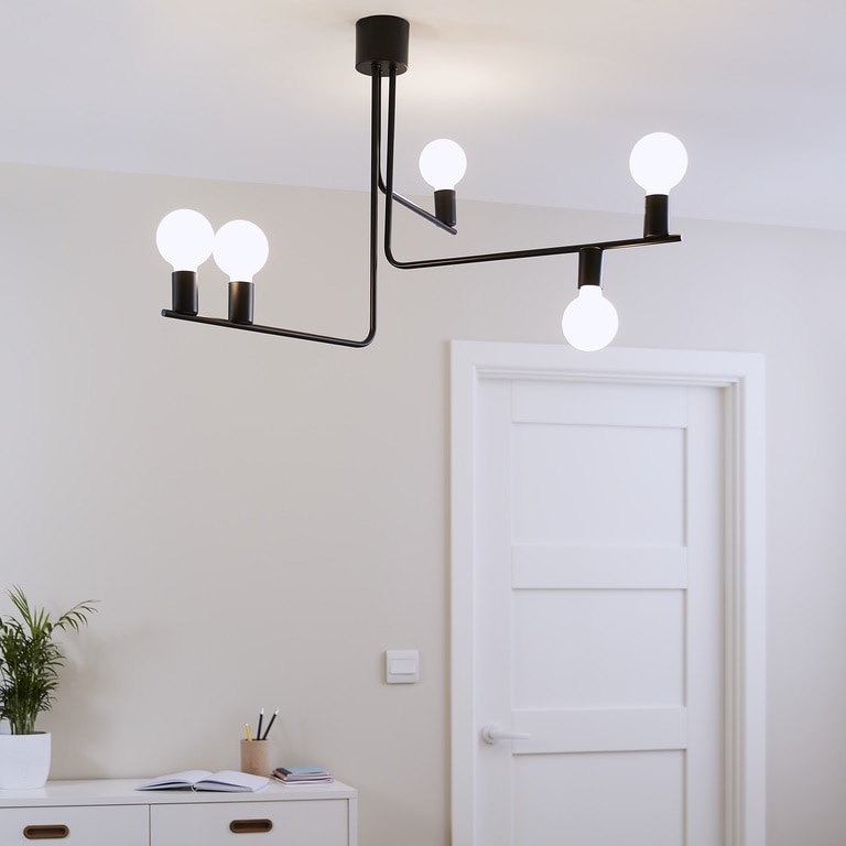 Lustra tip pendul, Negru, 60 W, 5 x E27 • GoodHome Darrah