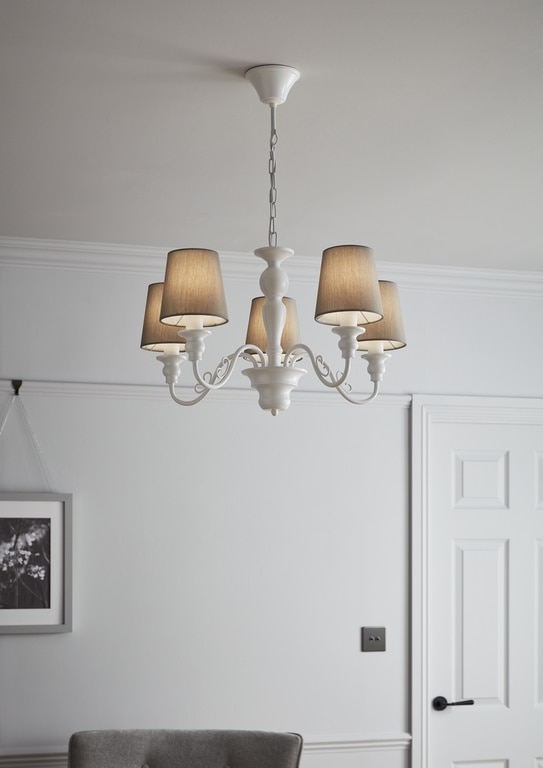 Pendul, alb/gri, 5 x 40 W • GoodHome Tulou