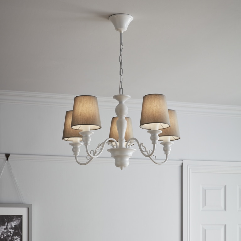 Pendul, alb/gri, 5 x 40 W • GoodHome Tulou