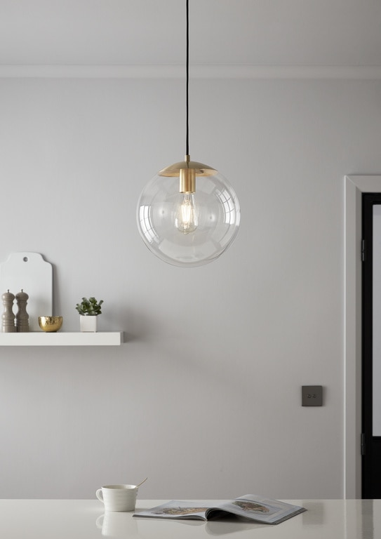 Lustra tip pendul, Transparent/Alama, 28 W, 1 x E27  GoodHome Dacite