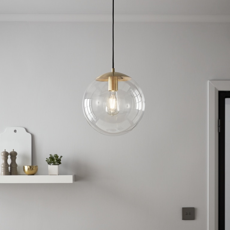 Lustra tip pendul, Transparent/Alama, 28 W, 1 x E27  GoodHome Dacite