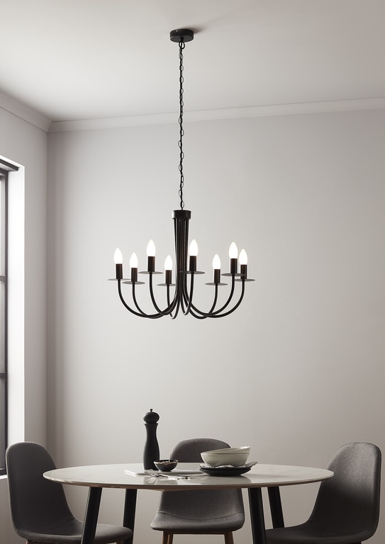 Candelabru, Negru, 28 W, 5 x E14 • GoodHome Mashatu