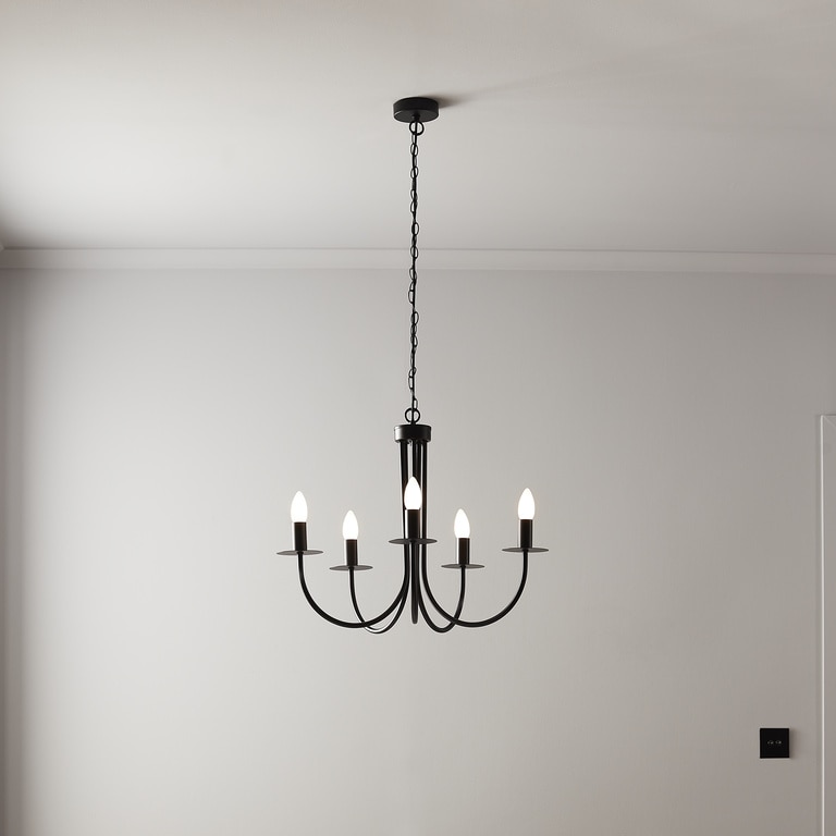 Candelabru, Negru, 28 W, 8 x E14  GoodHome Mashatu