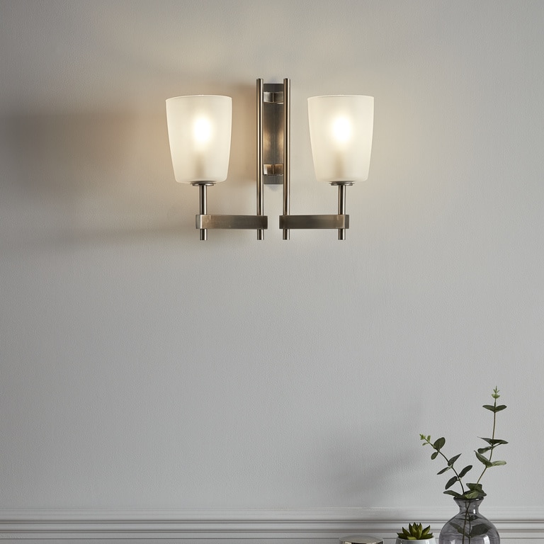 Aplica dubla Quadryx GOODHOME, E14, 28W, IP20, alb/argintiu