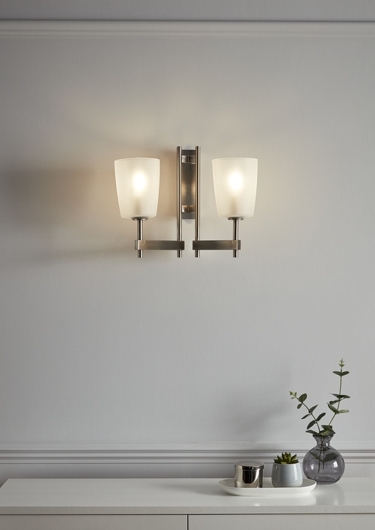 Aplica dubla Quadryx GOODHOME, E14, 28W, IP20, alb/argintiu