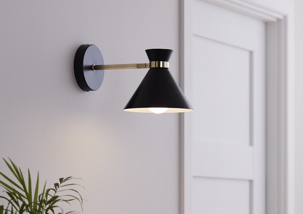 Aplica incandescent, neagra, 1 bec, E27, 28 W • GoodHome Apennin