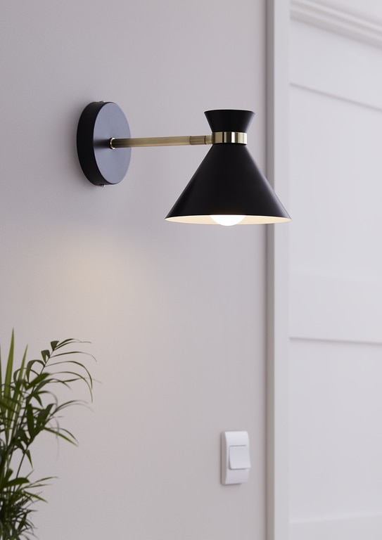 Aplica incandescent, neagra, 1 bec, E27, 28 W • GoodHome Apennin