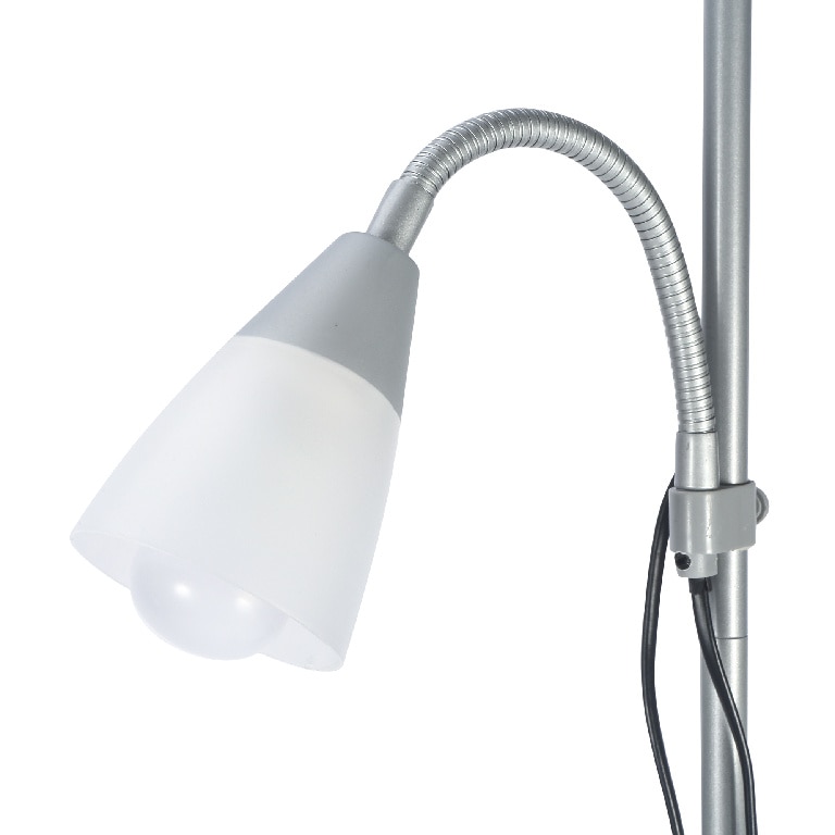 Lampadar interior GOODHOME, 2 surse E27 si E14, 28-42W, IP20, metal si plastic, gri