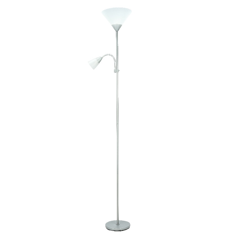 Lampadar interior GOODHOME, 2 surse E27 si E14, 28-42W, IP20, metal si plastic, gri