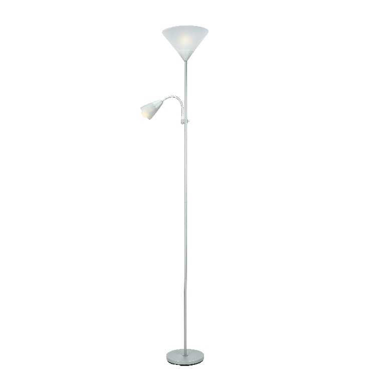 Lampadar interior GOODHOME, 2 surse E27 si E14, 28-42W, IP20, metal si plastic, gri