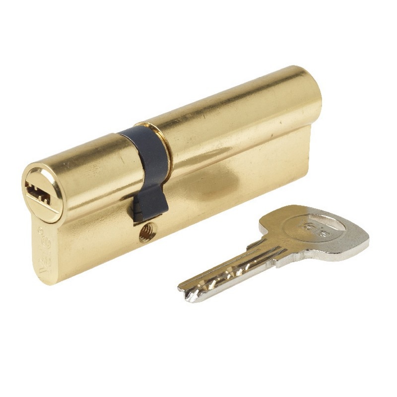Cilindru usa Yale, cu buton, 30 x 40 mm, alama 