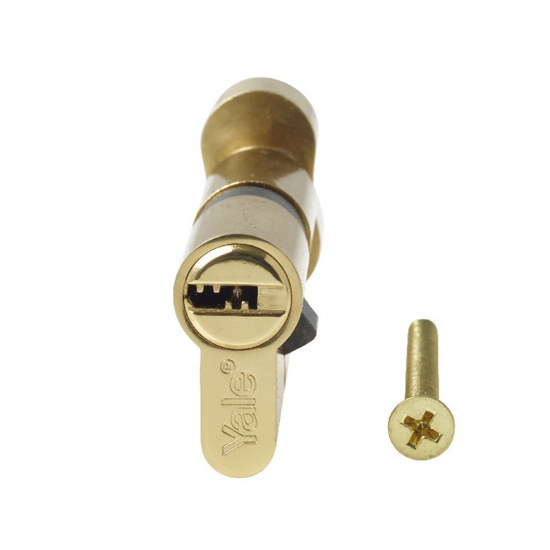 Cilindru usa Yale, cu buton, 30 x 30 mm, alama 