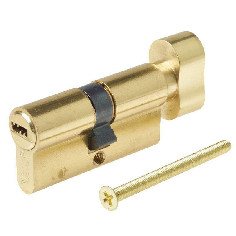 Cilindru usa Yale, cu buton, 30 x 30 mm, alama 