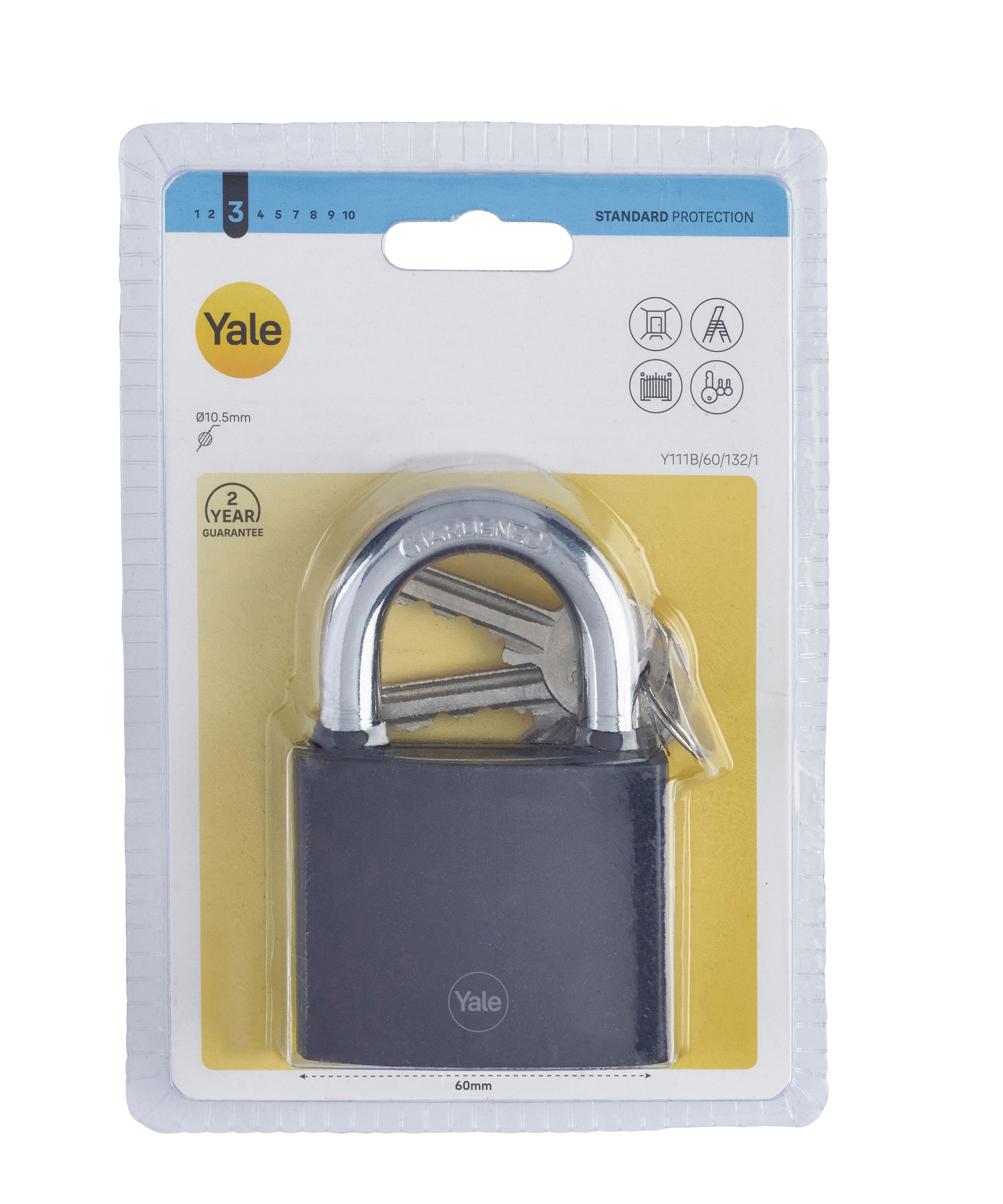 Lacat Yale din otel cu corp de 60mm, negru