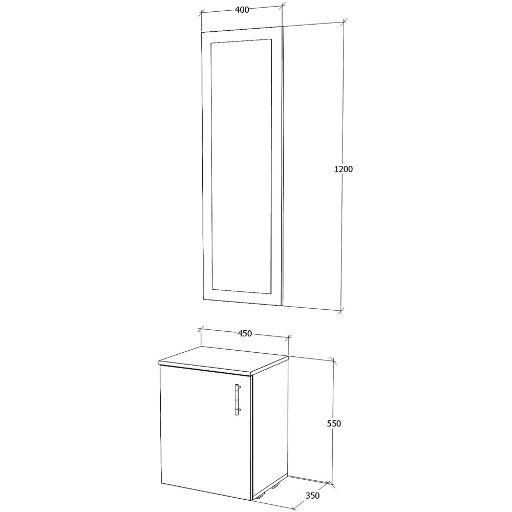 Pantofar cu oglinda Vicenza, PAL, 45 x 35 x 200 cm, stejar