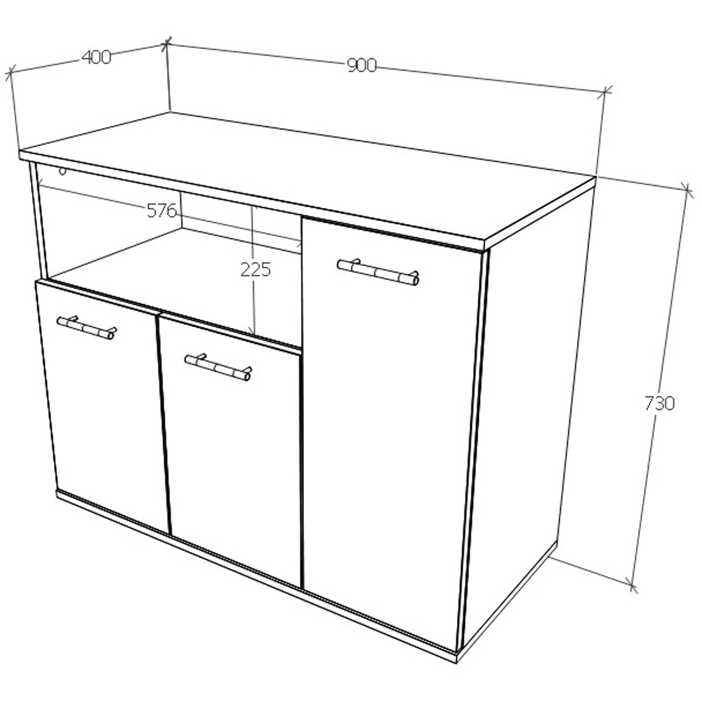 Comoda living Vicenza, PAL, 90 x 40 x 73 cm, stejar