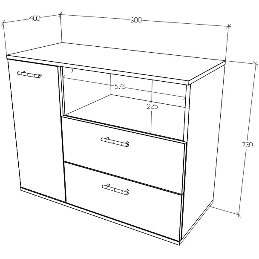 Comoda living Vicenza, PAL, 90 x 40 x 73 cm, stejar