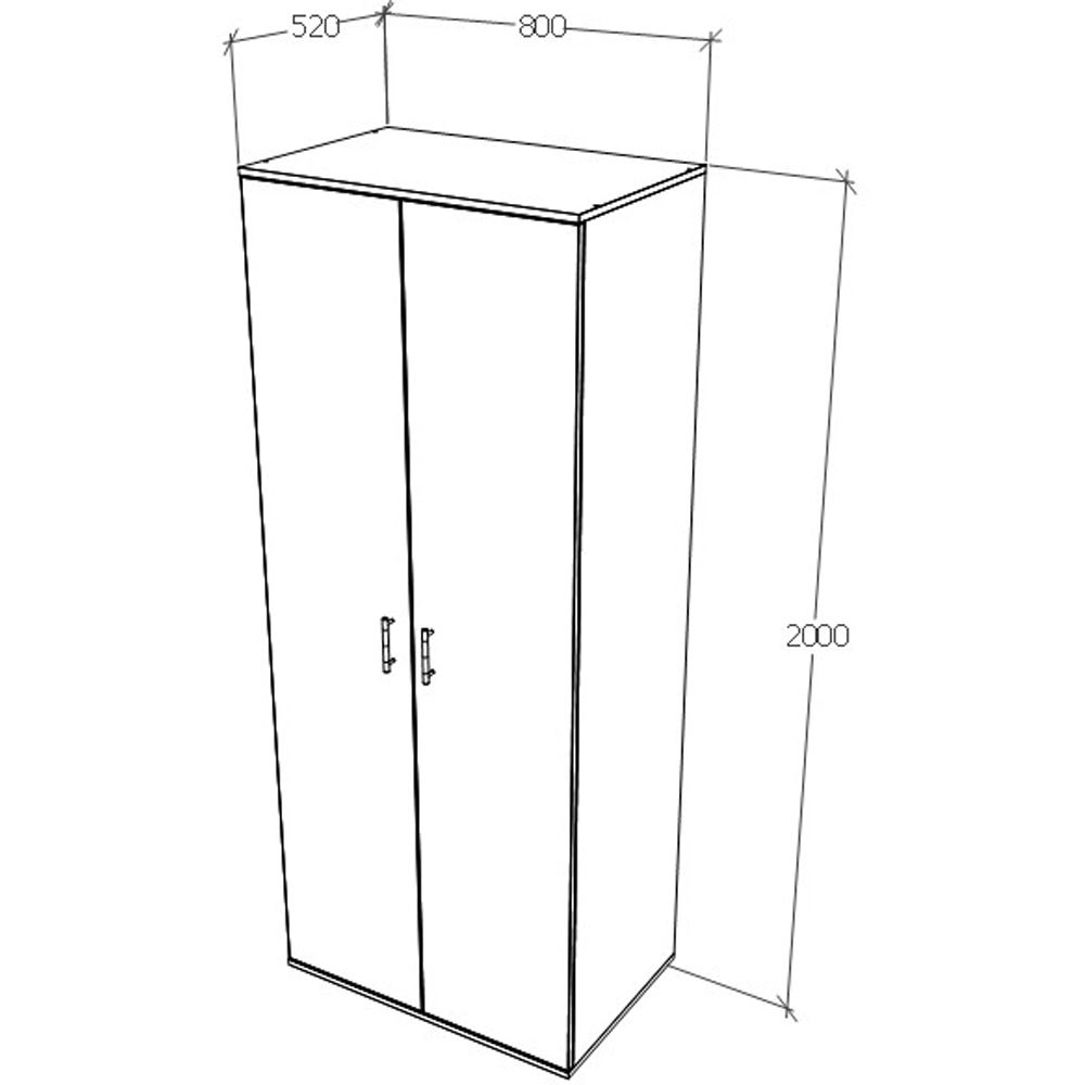 Dulap haine Vicenza, 2 usi, MDF, 80 x 52 x 200 cm, stejar