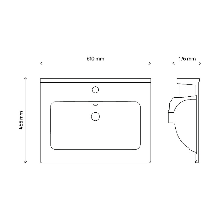 Lavoar baie ceramica, alb lucios, montare pe blat, 60 cm  • GoodHome Pyxis
