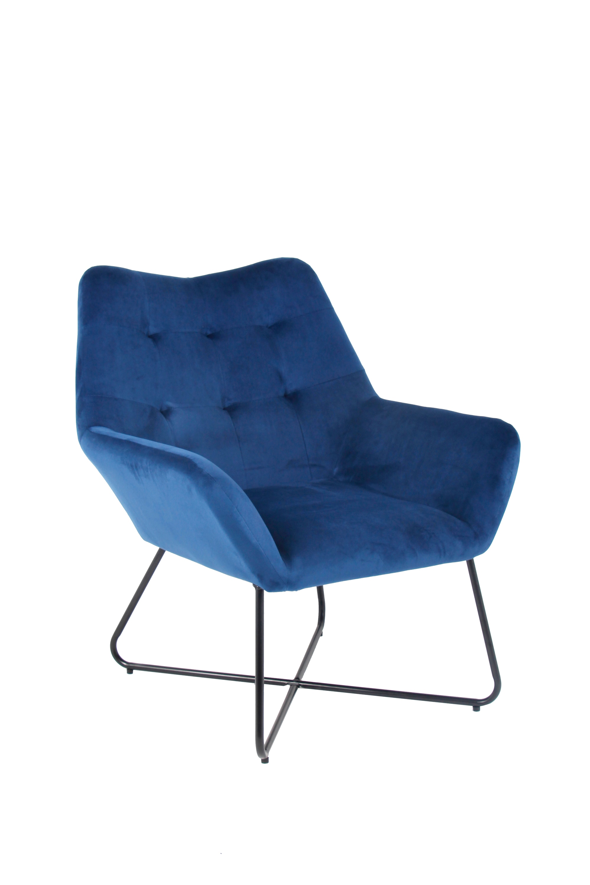 Fotoliu albastru, catifea, 86.5 x 80 x 75 cm  Turio