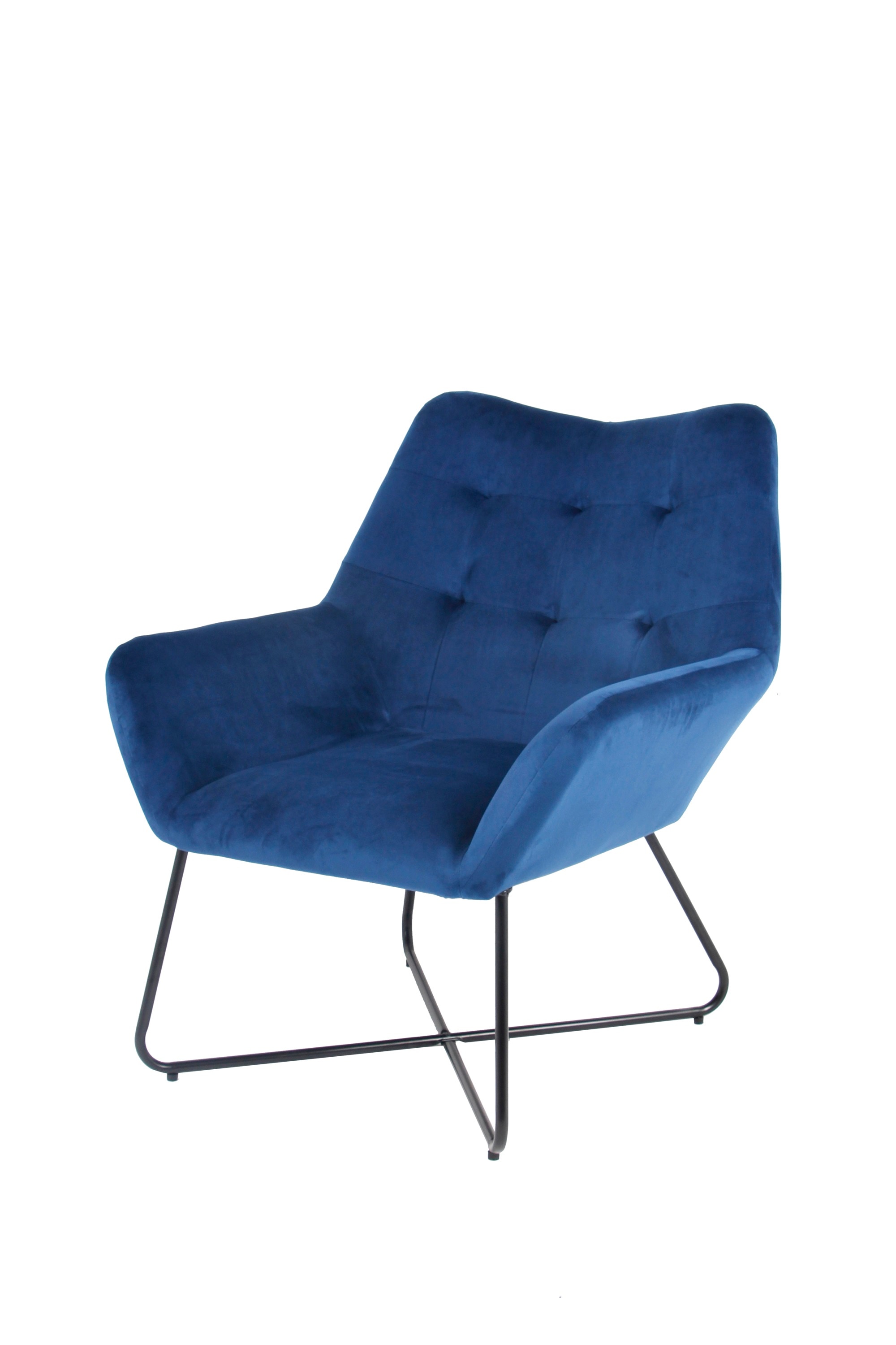 Fotoliu albastru, catifea, 86.5 x 80 x 75 cm  Turio