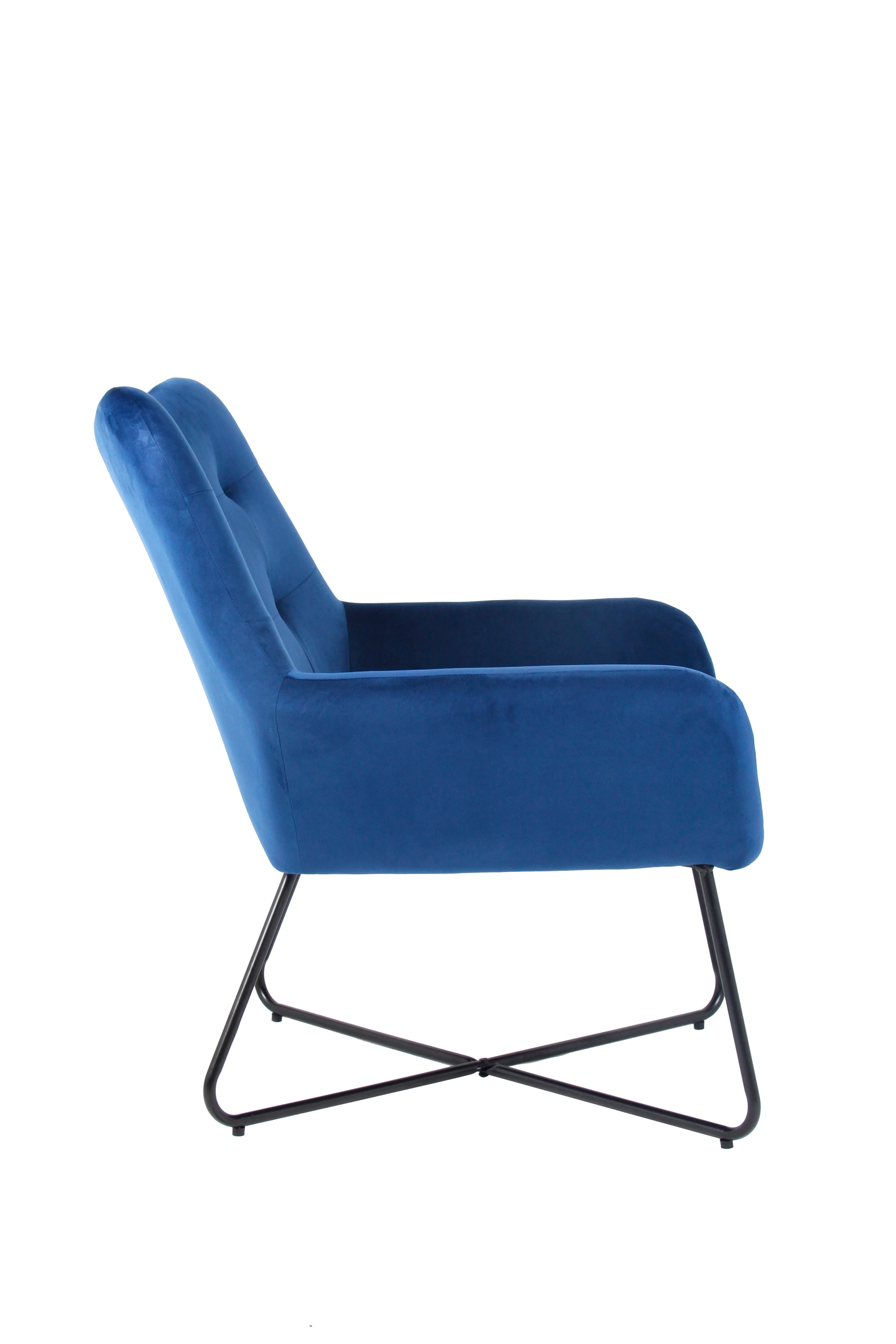 Fotoliu albastru, catifea, 86.5 x 80 x 75 cm  Turio