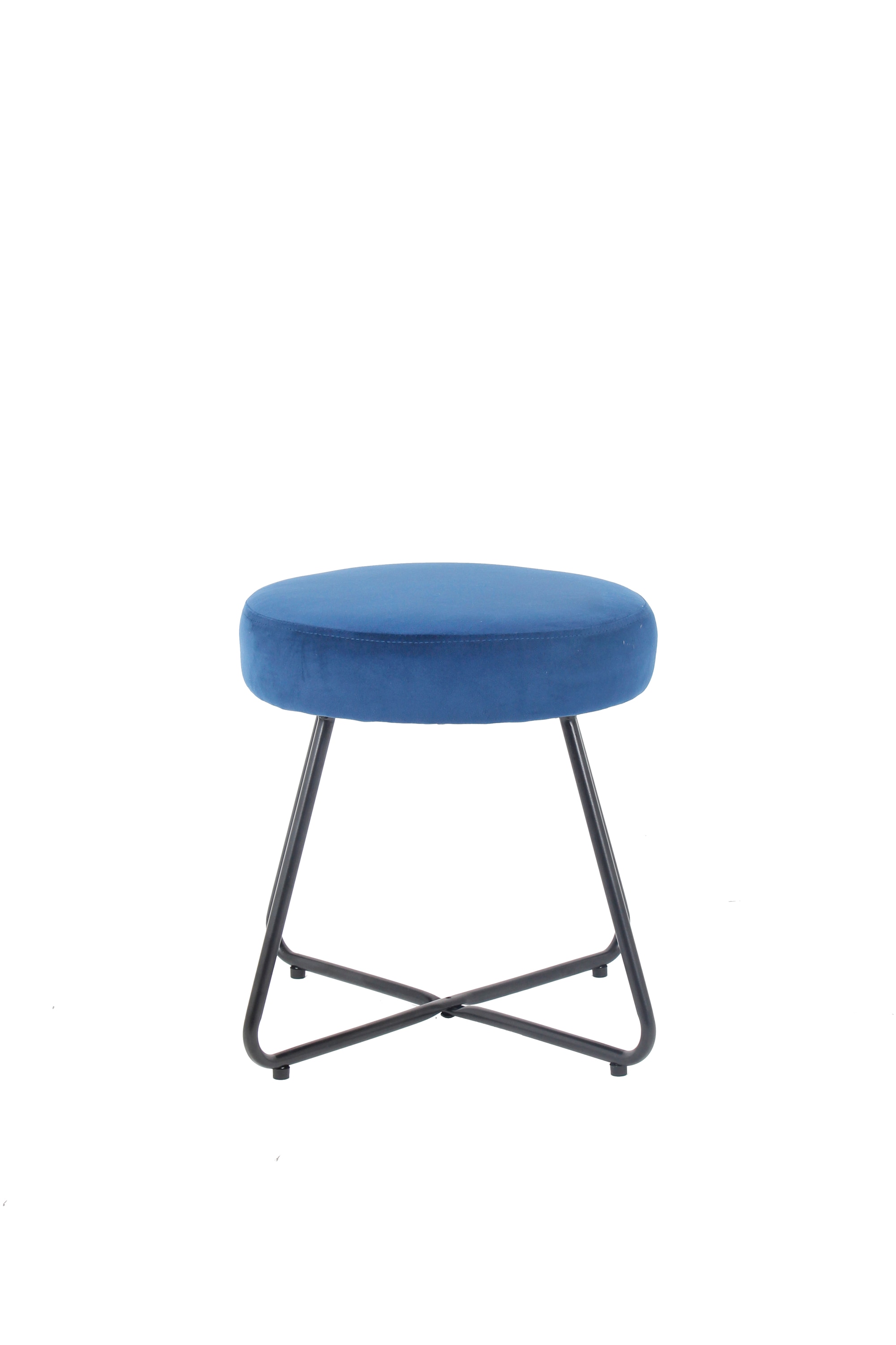 Taburet albastru, catifea, 40 x 48 cm  Turio