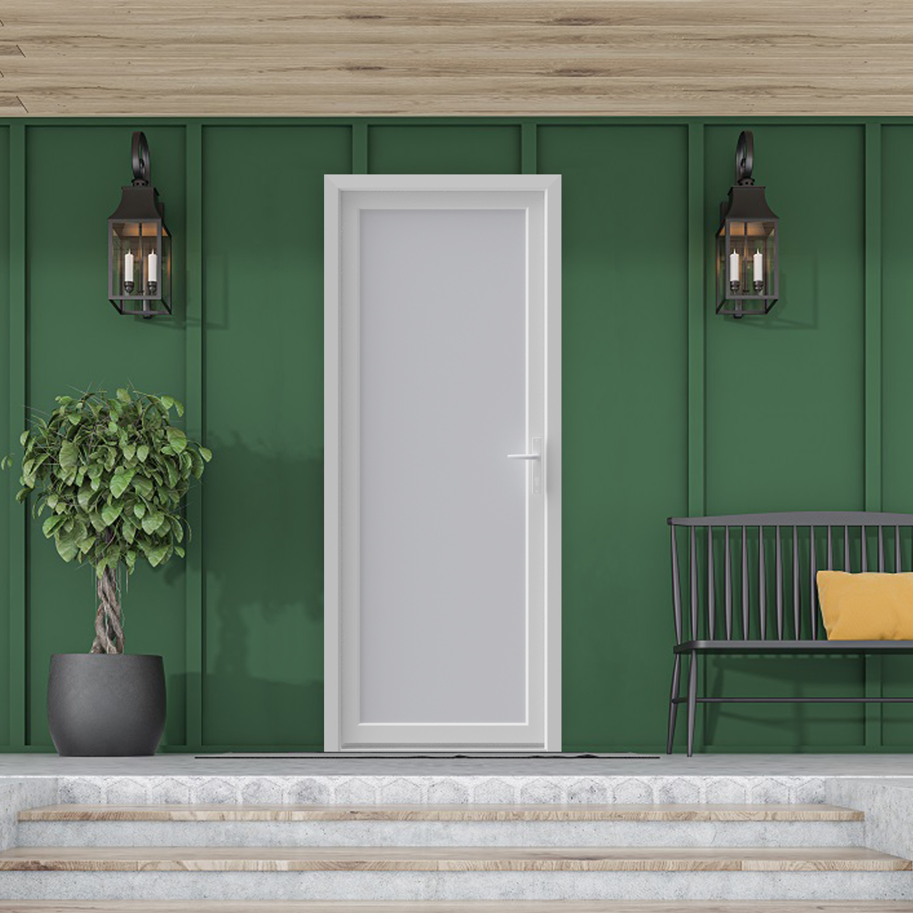 Usa pentru intrare din termopan pvc, fara geam, alb, stanga,simpla deschidere, 205 x 90 cm