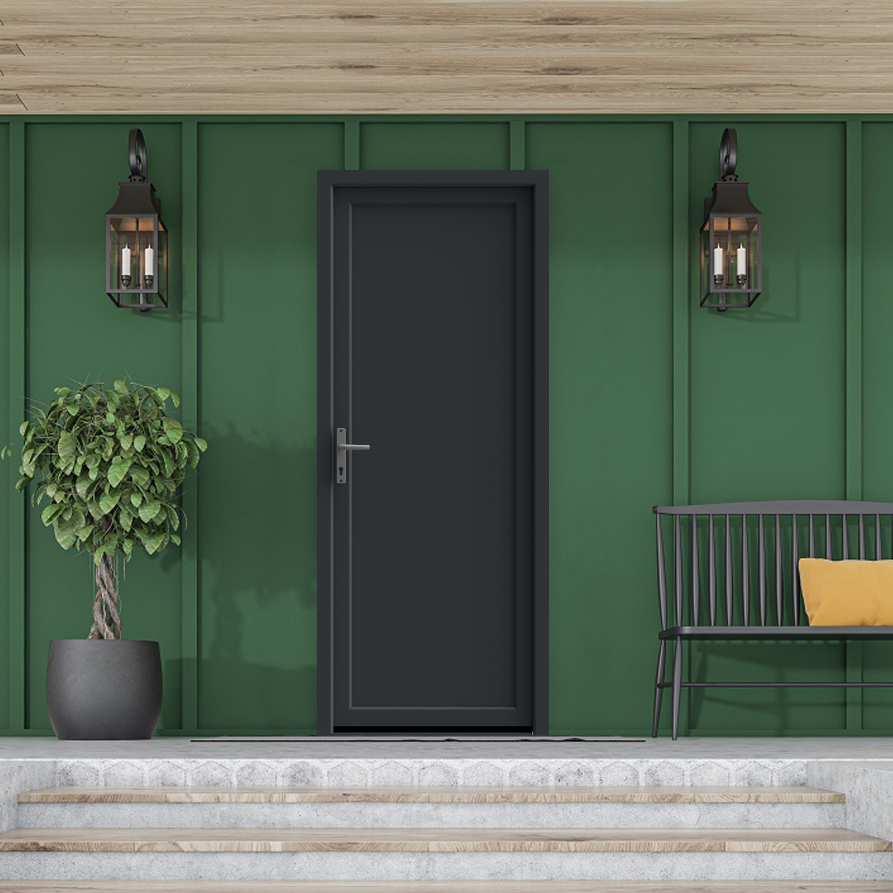 Usa pentru intrare din termopan pvc, fara geam, antracit, dreapta,simpla deschidere, 205 x 90 cm