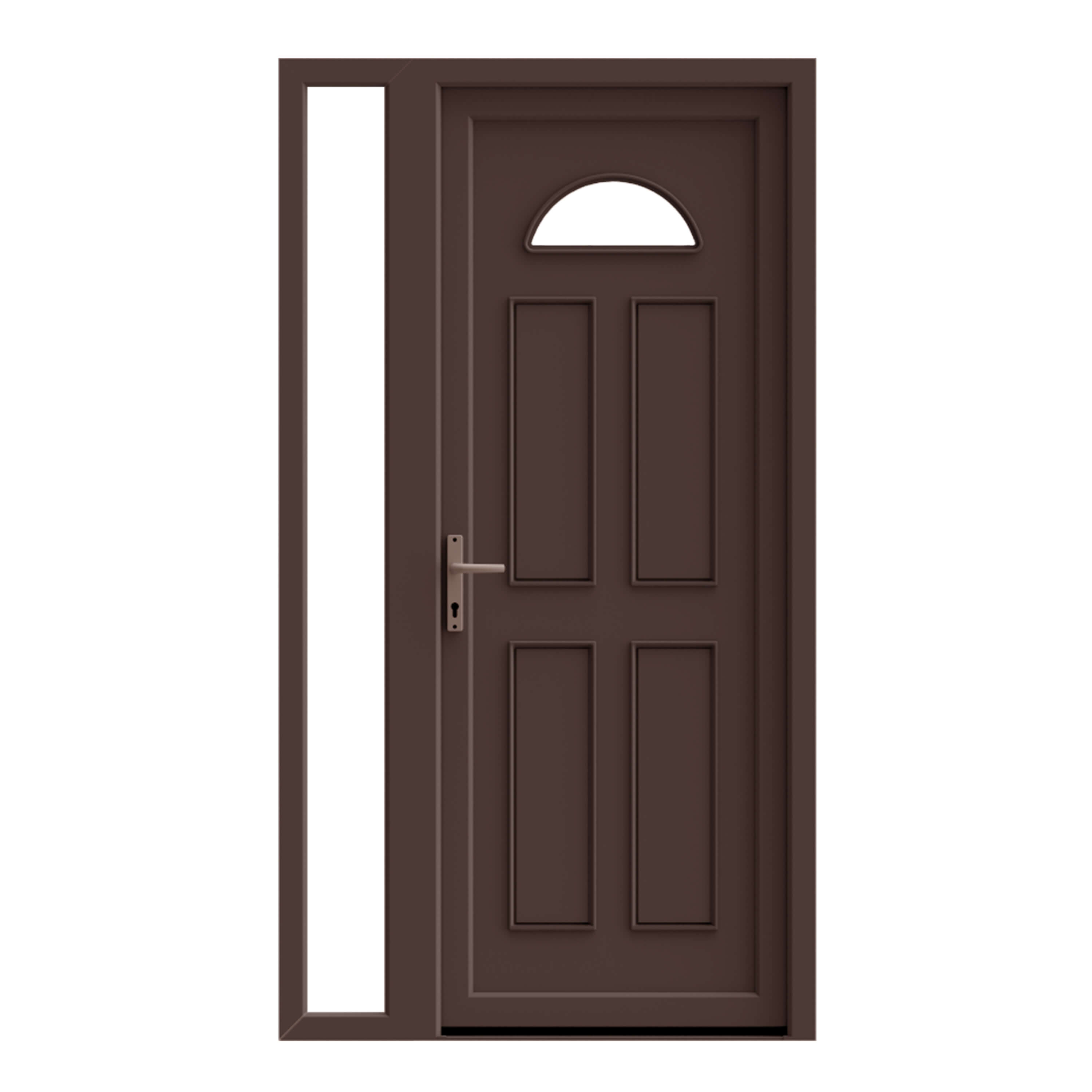 Usa de exterior pentru casa, PVC, nuc, cu geam, dreapta, 205 x 120 cm