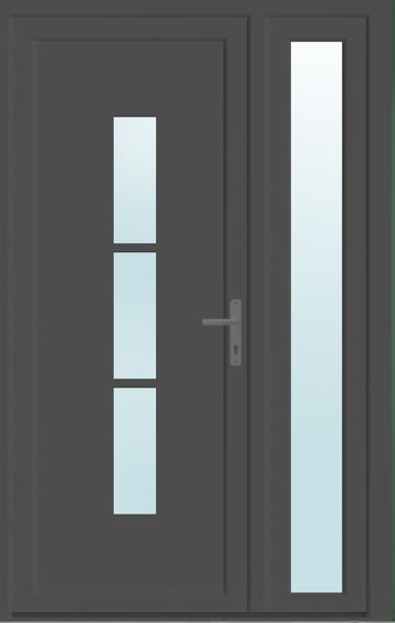 Usa de exterior pentru casa, PVC, gri antracit, cu geam, stanga, 205 x 120 cm