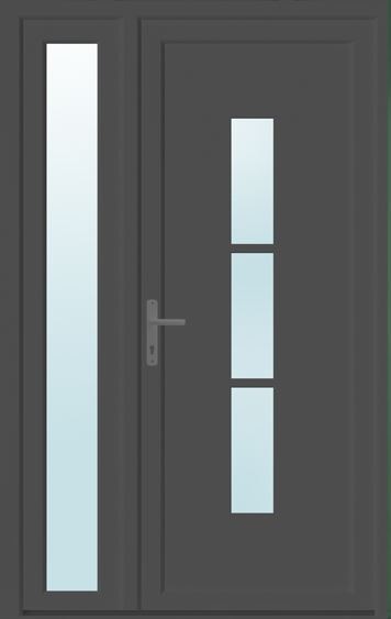 Usa de exterior pentru casa, PVC, gri antracit, cu geam, dreapta, 205 x 120 cm