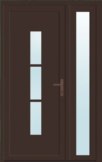 Usa de exterior pentru casa, PVC, nuc, cu geam, stanga, 205 x 120 cm