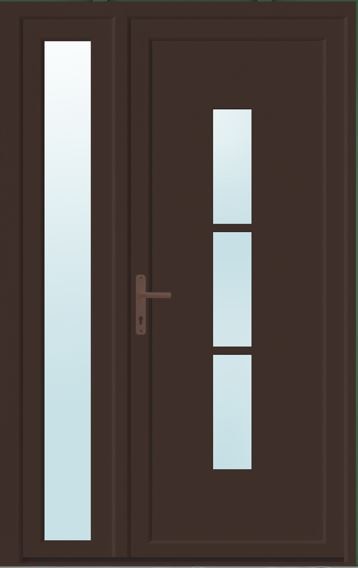 Usa de exterior pentru casa, PVC, nuc, cu geam, dreapta, 205 x 120 cm