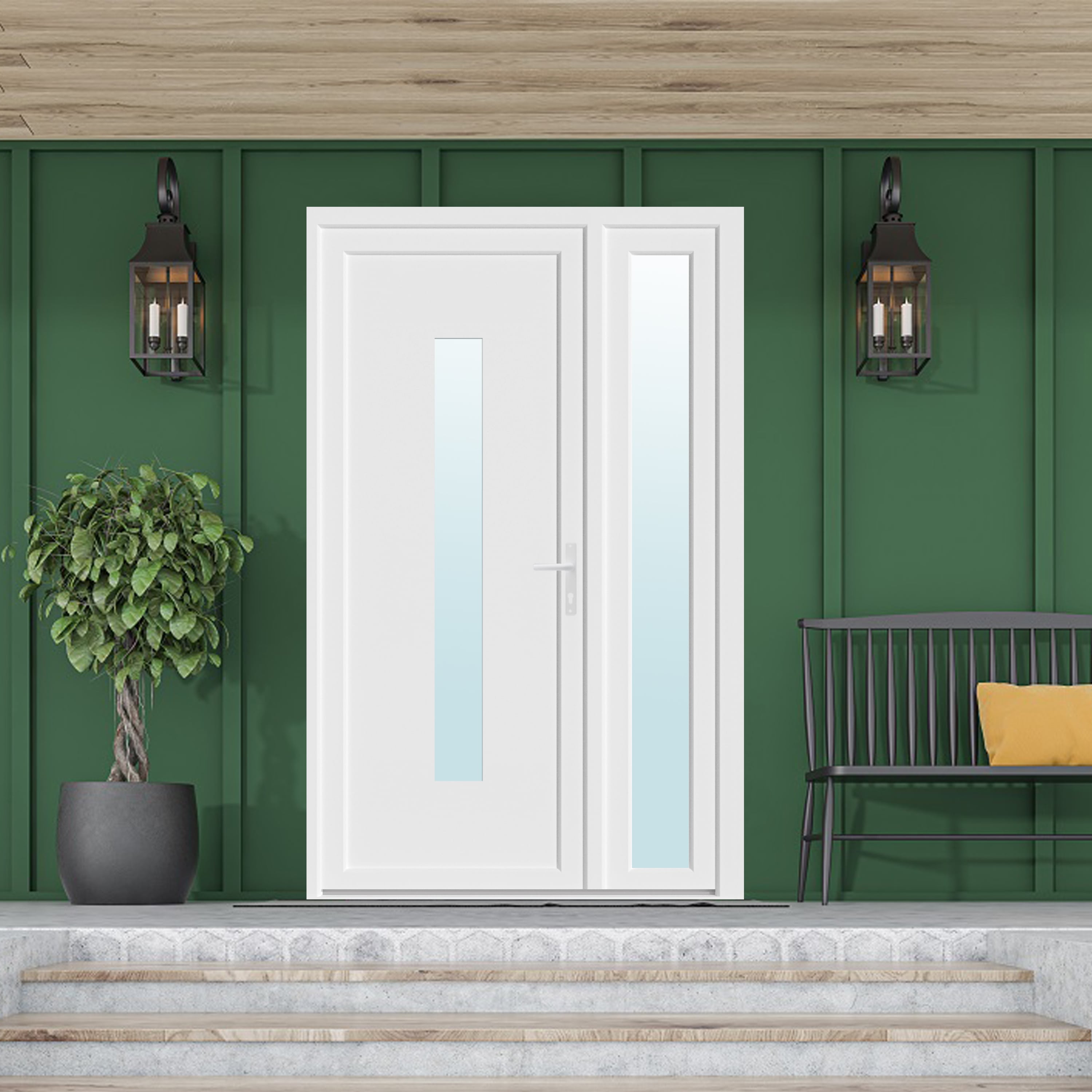 Usa PVC exterior, alb, stanga, 120 x 205 cm, deschidere la 120 cm