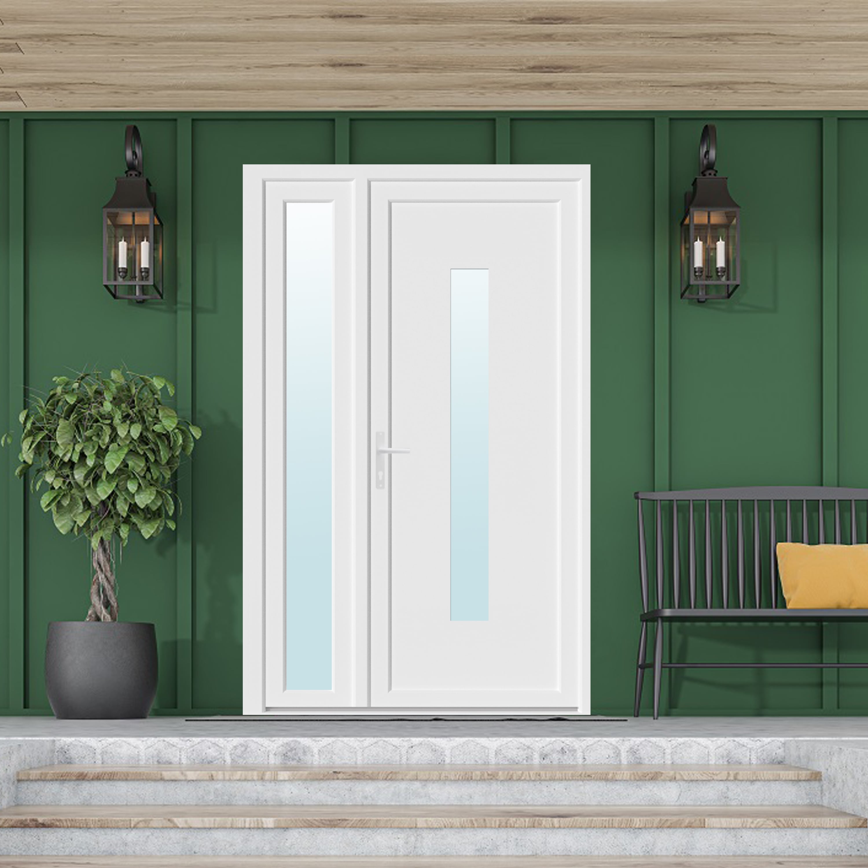 Usa PVC exterior, alb, dreapta, 120 x 205 cm, deschidere la 120 cm