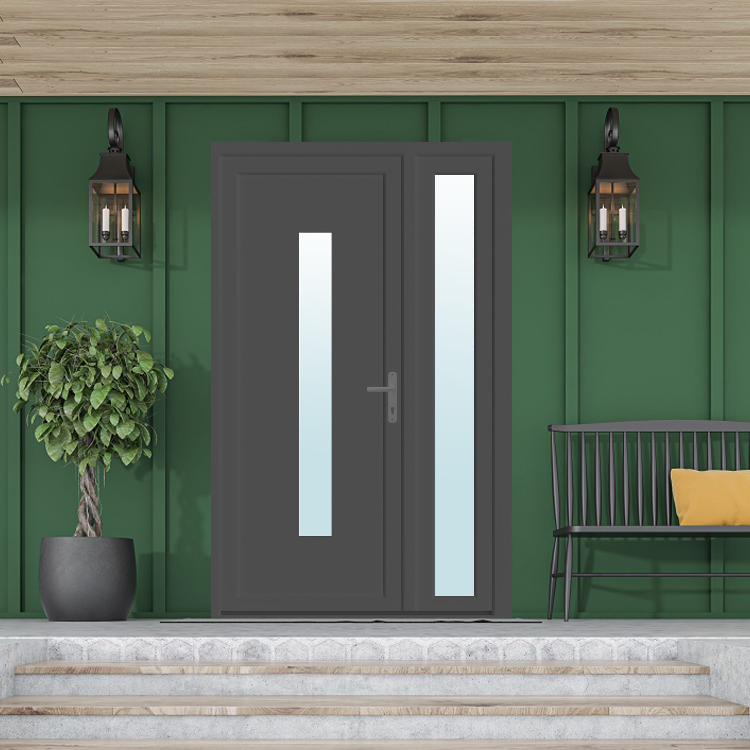 Usa PVC exterior, antracit, stanga, 120 x 205 cm, deschidere la 120 cm