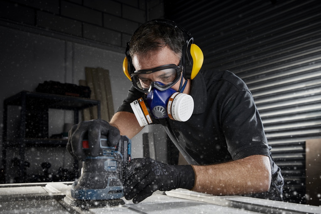 Semimasca protectie Site, filtru A1P2, reutilizabila 28 zile, albastru