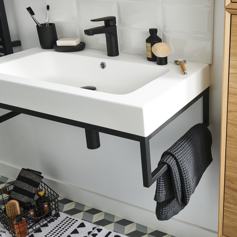 Lavoar baie GOODHOME Duala, rasina, 60 x 45 cm, alb mat