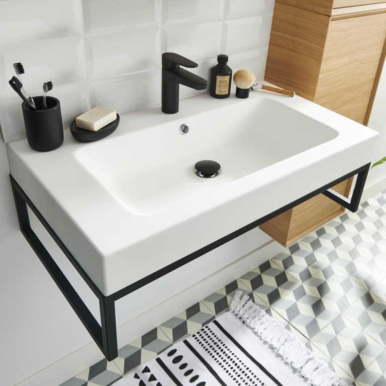 Lavoar baie GOODHOME Duala, rasina, 60 x 45 cm, alb mat