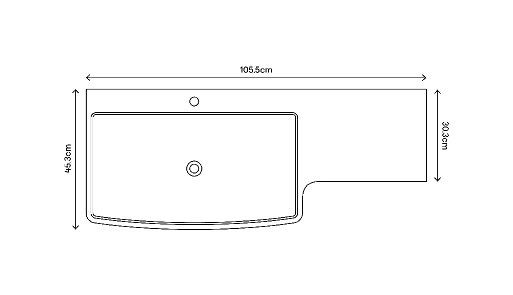 Lavoar GOODHOME, rasina, alb, 105.5x13.2x45.9 cm