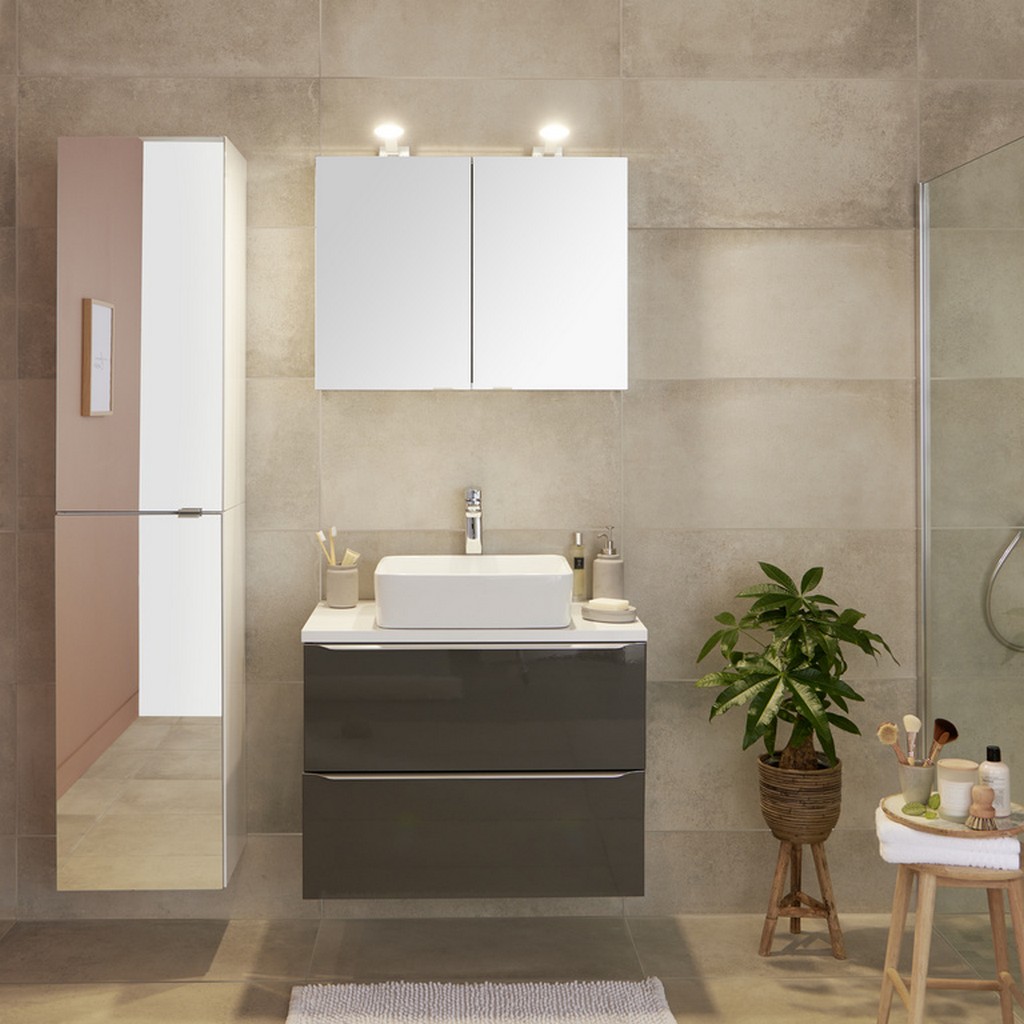 Baza pentru lavoar, suspendata, Antracit, 80 x 60 cm  GoodHome Imandra