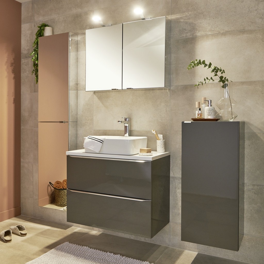 Baza pentru lavoar, suspendata, Antracit, 80 x 60 cm  GoodHome Imandra