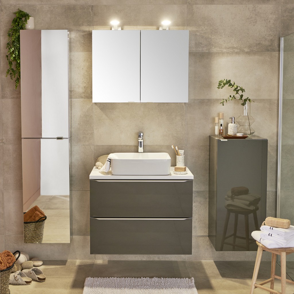 Baza pentru lavoar, suspendata, Antracit, 80 x 60 cm  GoodHome Imandra