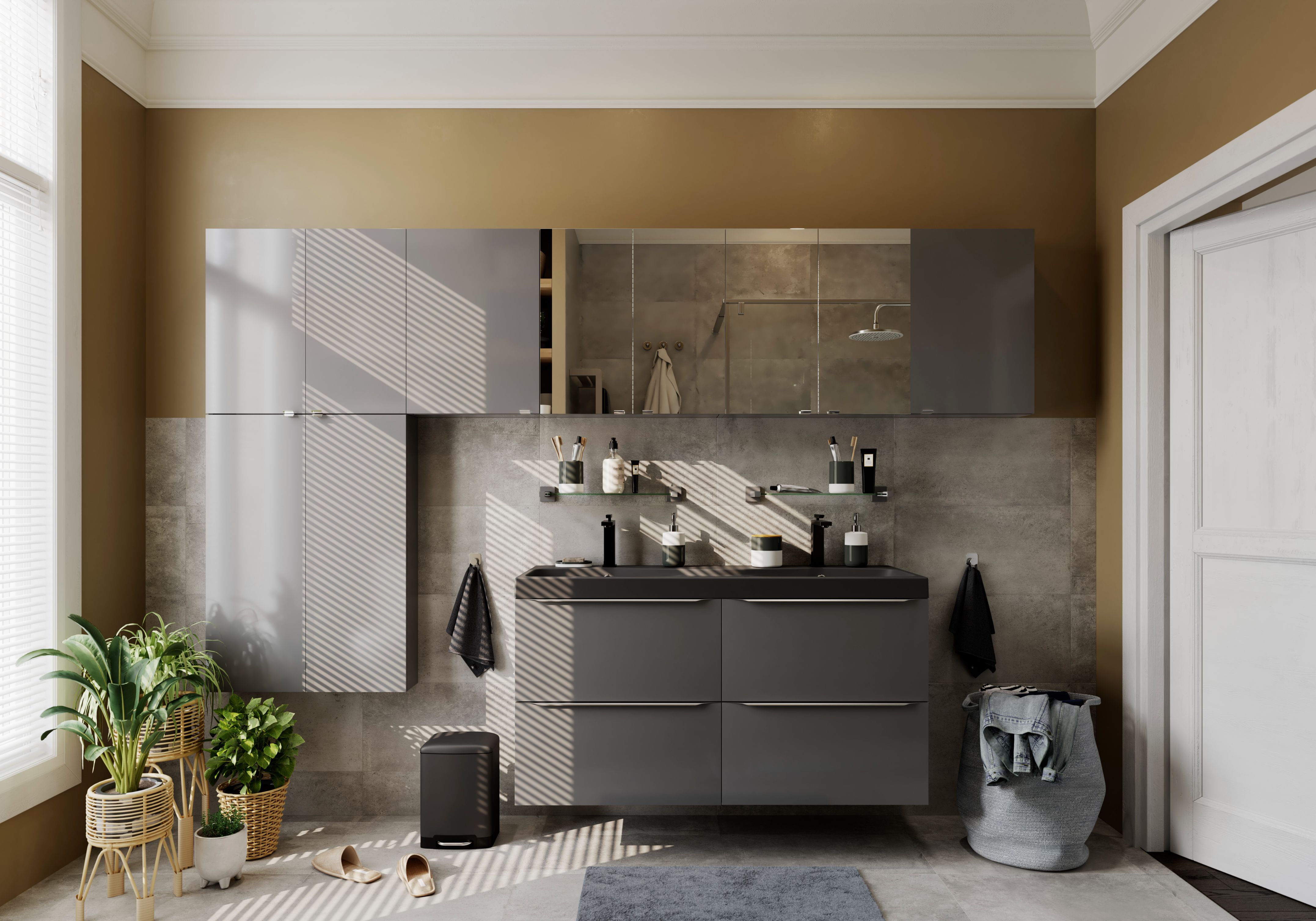 Dulap baie suspendat, antracit, 90 x 60 x 15 cm  GoodHome Imandra