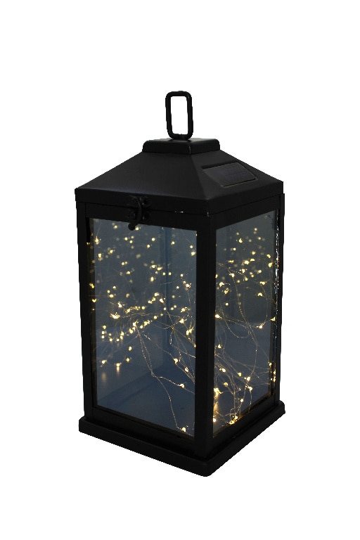 Lampa solara tip felinar LED, sticla, negru, 1 bucata, 0.78 W