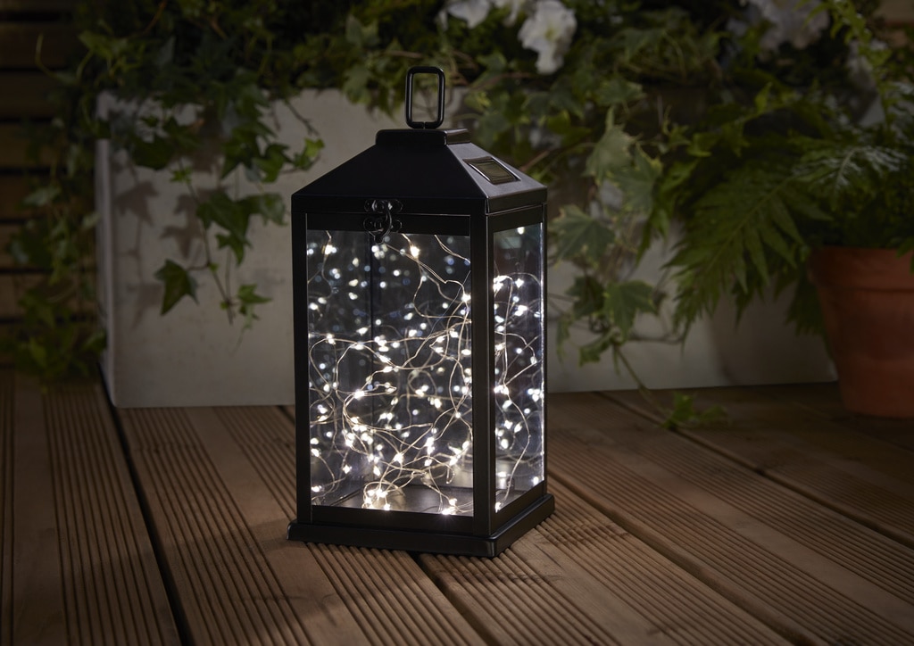 Lampa solara tip felinar LED, sticla, negru, 1 bucata, 0.78 W