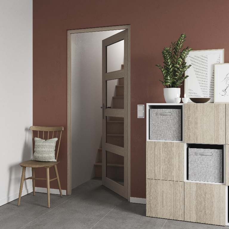 Usa de interior cu geam, maro, stanga, mdf, 203 x 78 cm, toc inclus • Connemara