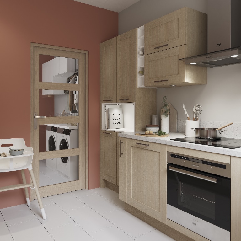 Usa de interior cu geam, maro, dreapta, mdf, 203 x 78 cm, toc inclus • Connemara